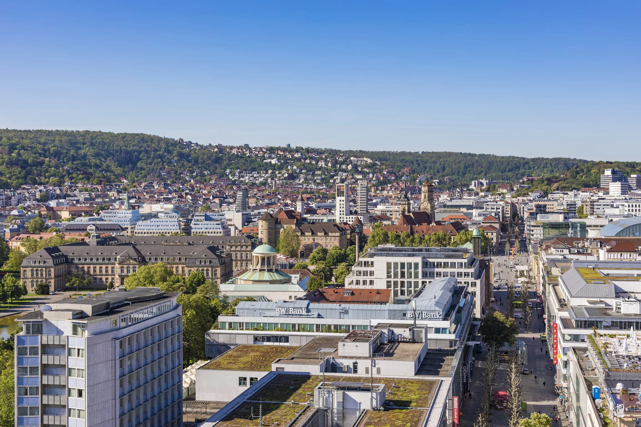 View Over Downtown Stuttgart With Koenigstrasse, Germany