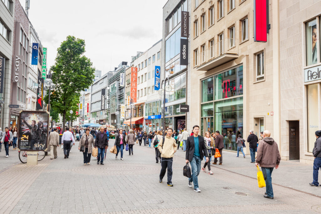 Crowded Shopping Street In Cologne