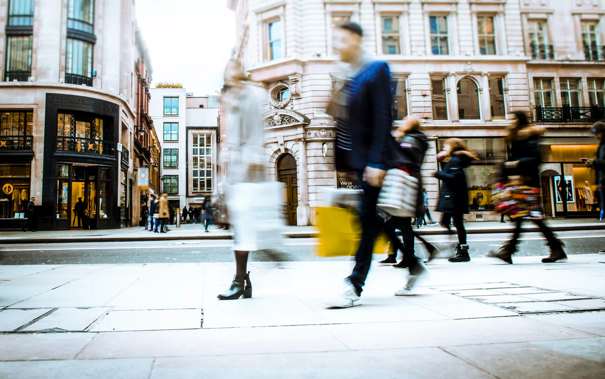 Motion Blurred Shopping Street